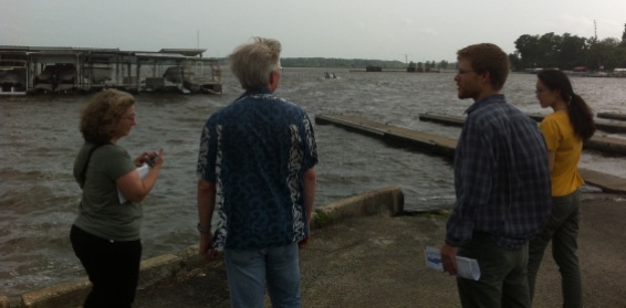 Taking a look at Lake Decatur the evening before coring.